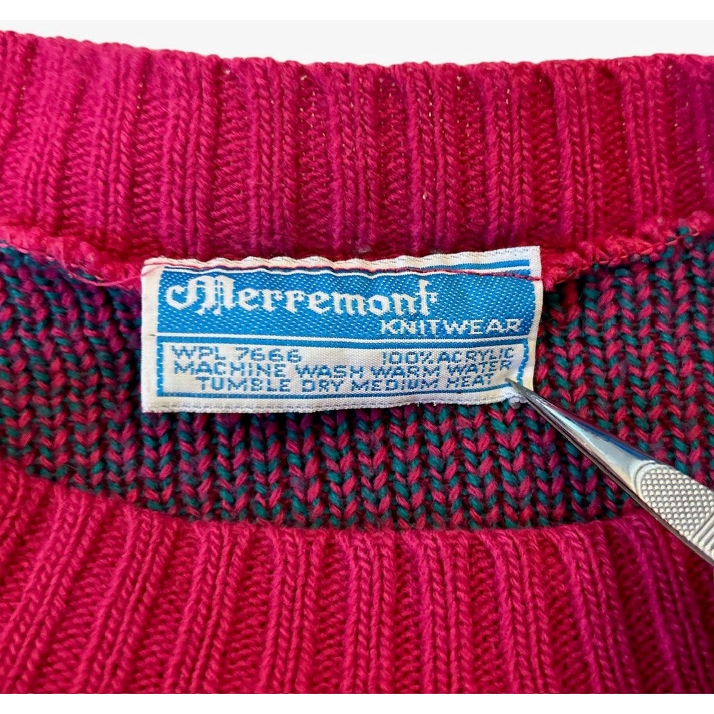 Merremont Knitwear Women’s Size Vintage Small Cropped Y2K 80s Heart Sweater - Picture 5 of 6
